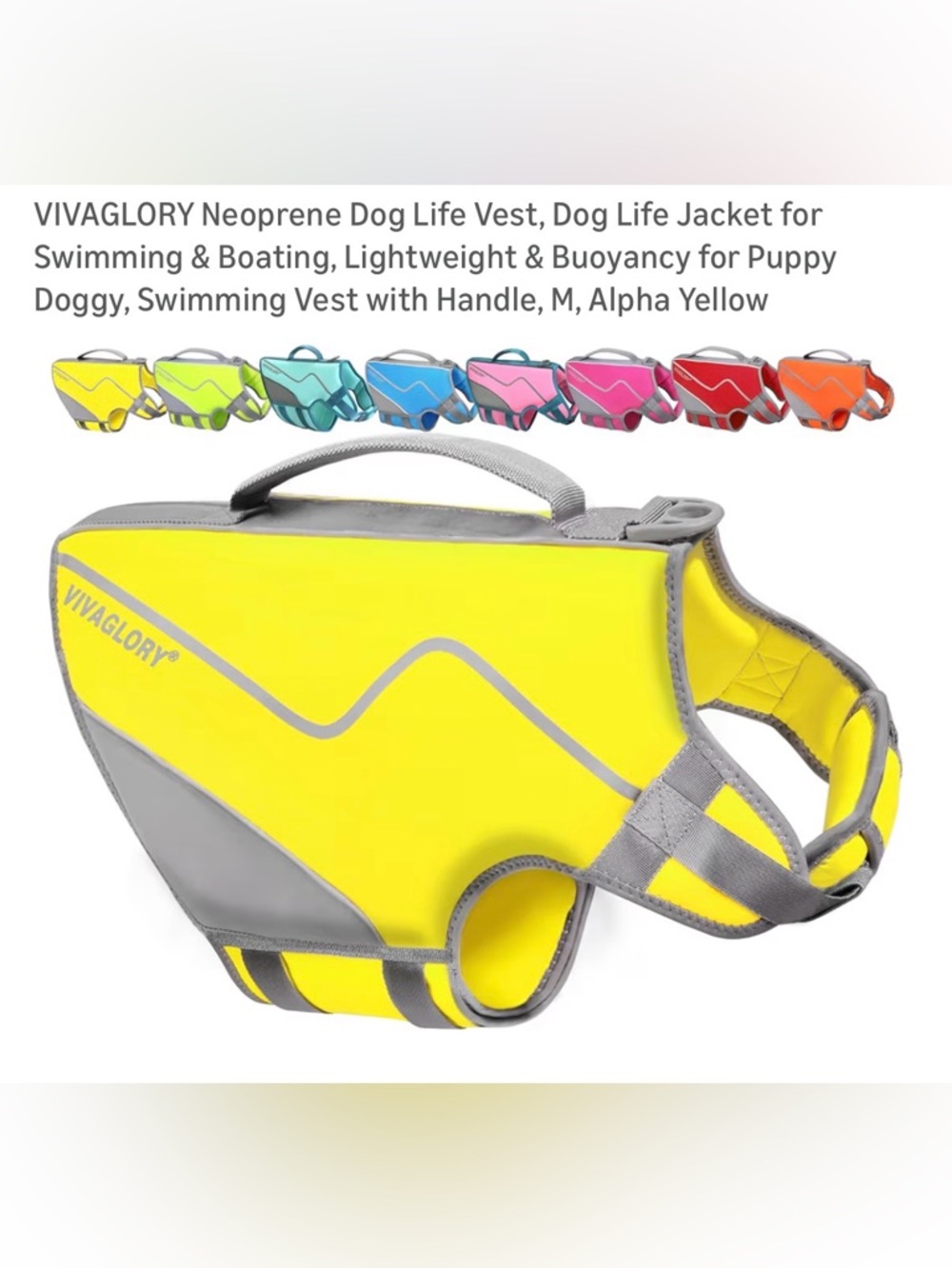 VIVAGLORY Pet Life Jacket - Yellow and Gray